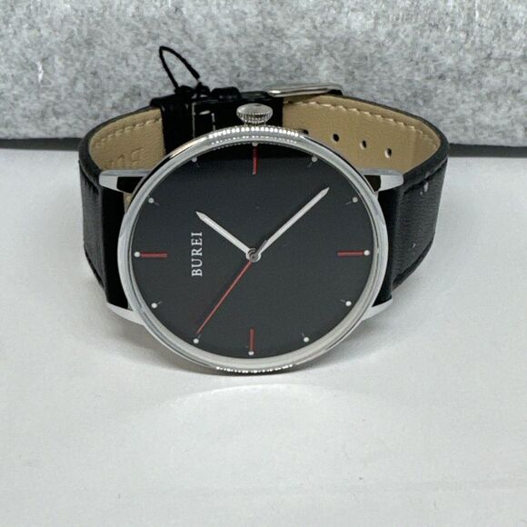 Burei A-19006M Men's Black Leather Strap Analog Dial Quartz Wrist Watch JNA50 - Picture 6 of 13